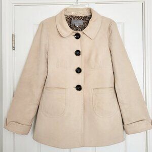 Ann Taylor Empire Waist Cotton Pea Coat Tan M